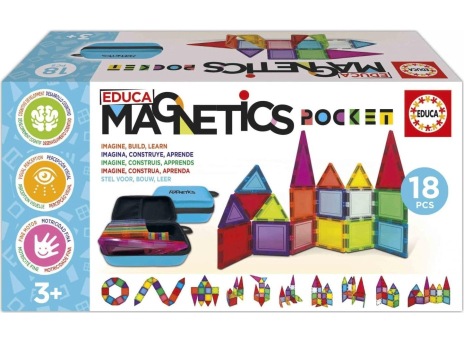 EDUCA Magnetická stavebnice Magnetics v pouzdře 18 dílků