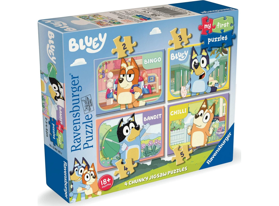RAVENSBURGER Moje první puzzle: Bluey 4v1 (2,3,4,5 dílků)