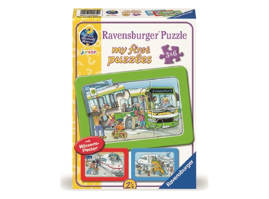 RAVENSBURGER Moje první puzzle Dopravní prostředky 3x6 dílků