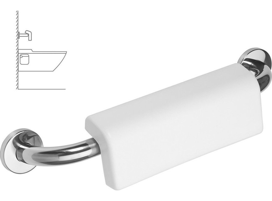 Sapho HANDICAP madlo se zádovou opěrkou, 500mm, nerez lesk XH575