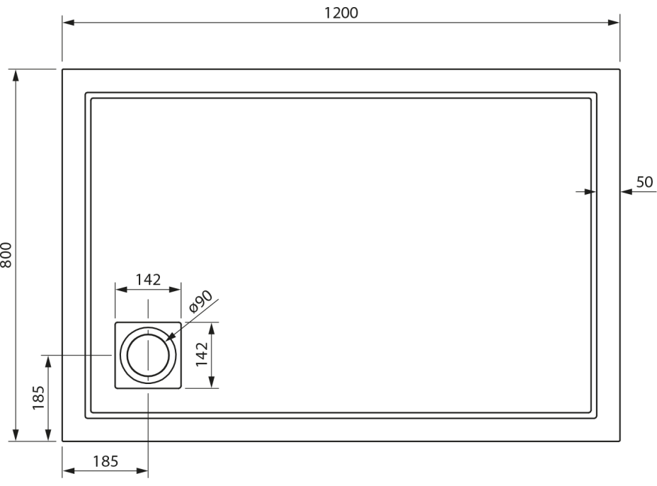 Gelco XENA sprchová vanička z litého mramoru, obdélník 120x80cm, bílá HX12080