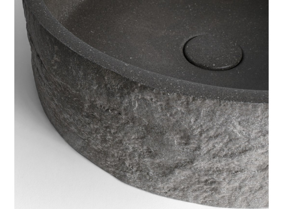 Sapho ISPIR betonové umyvadlo včetně výpusti, 40cm, černý granit AR476