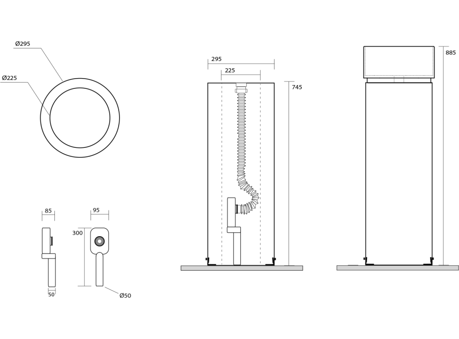 Kerasan OKE keramický podstavec volně stojící pro umyvadlo 554011, verde mat 557211