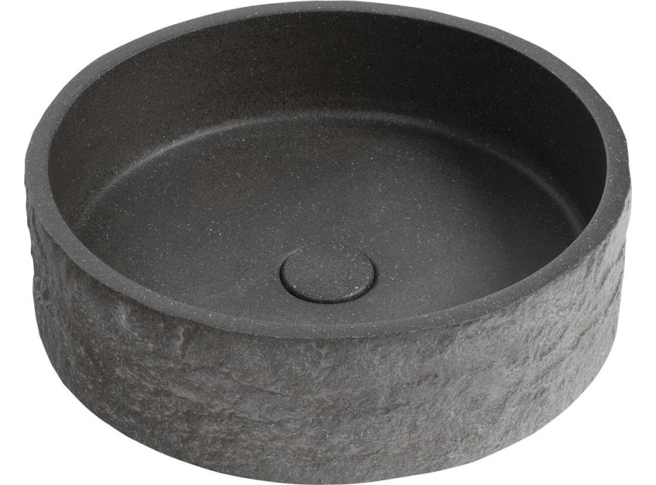 Sapho ISPIR betonové umyvadlo včetně výpusti, 40cm, černý granit AR476