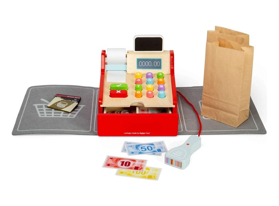 Bigjigs Toys Dětská dřevěná pokladna