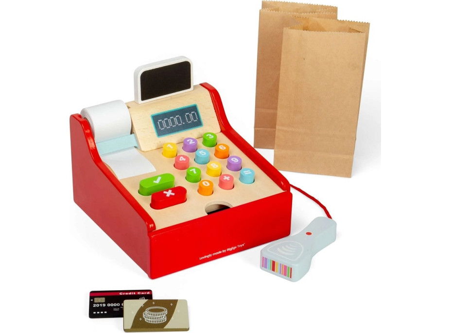 Bigjigs Toys Dětská dřevěná pokladna