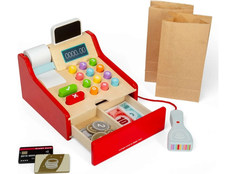 Bigjigs Toys Dětská dřevěná pokladna
