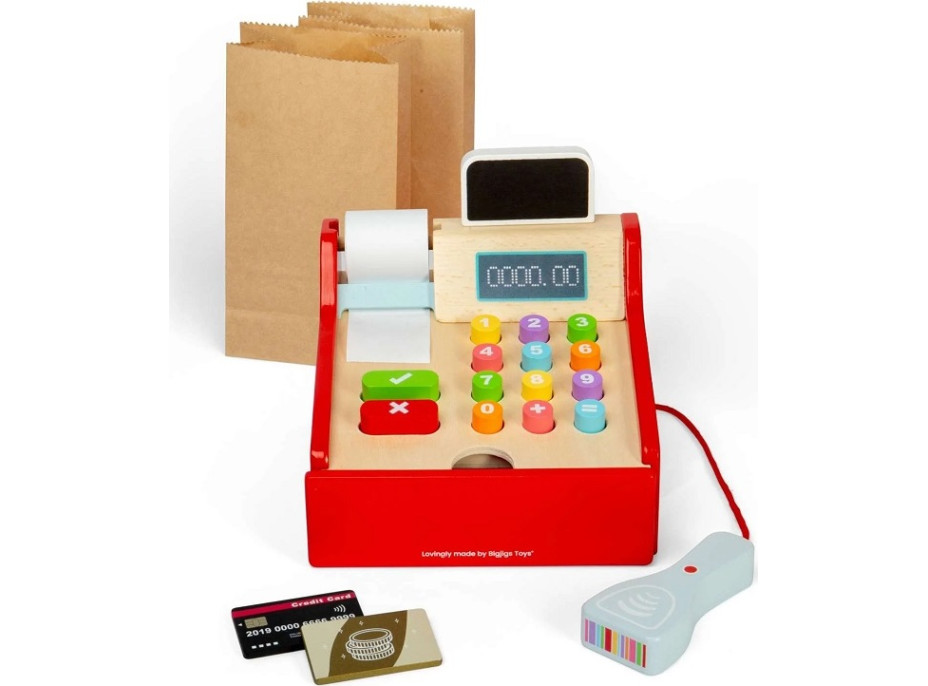 Bigjigs Toys Dětská dřevěná pokladna