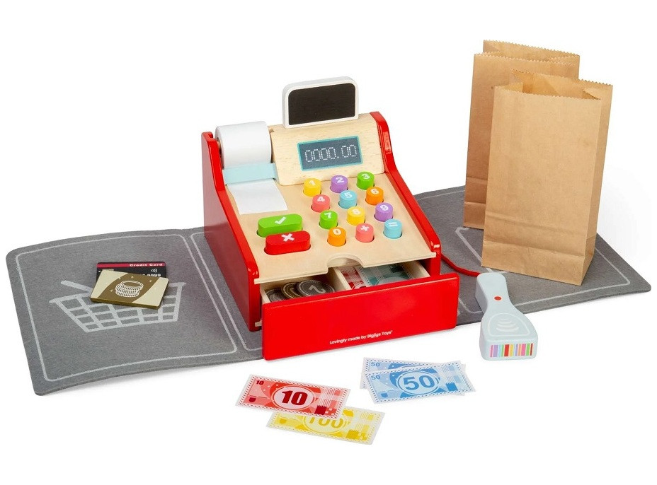 Bigjigs Toys Dětská dřevěná pokladna
