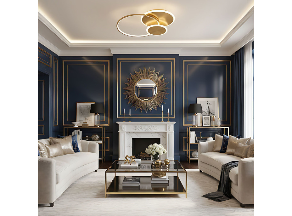 Stropní LED svítidlo ECLIPSE - 60W - zlaté + ovladač