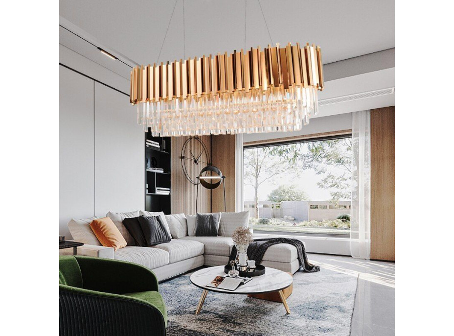 Stropní křišťálové svítidlo ROCK long - 60x30 cm - zlaté