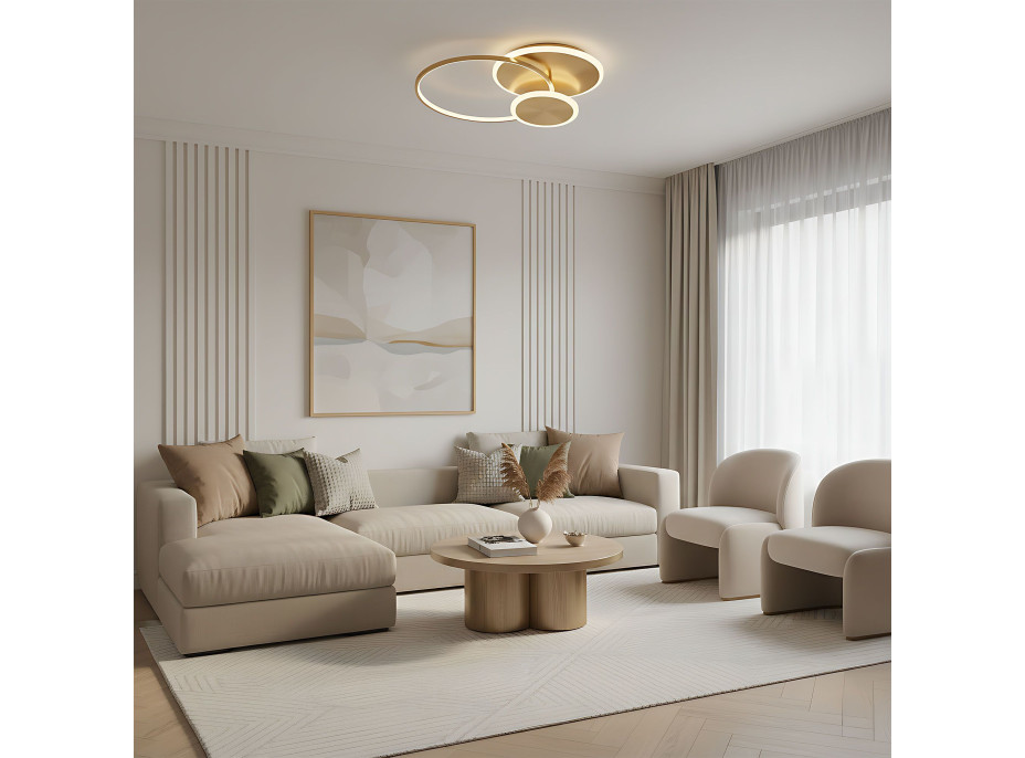 Stropní LED svítidlo ECLIPSE - 60W - zlaté + ovladač