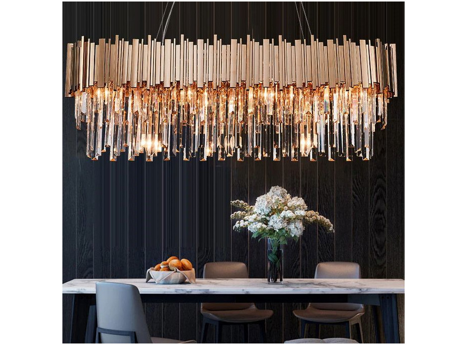 Stropní křišťálové svítidlo ROCK long - 60x30 cm - zlaté