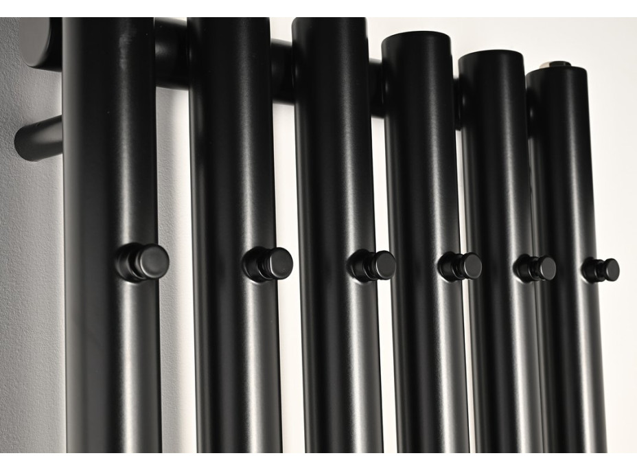 Sapho PILON otopné těleso 418x1800mm, se šesti háčky pro ručník, černá mat IZ132T