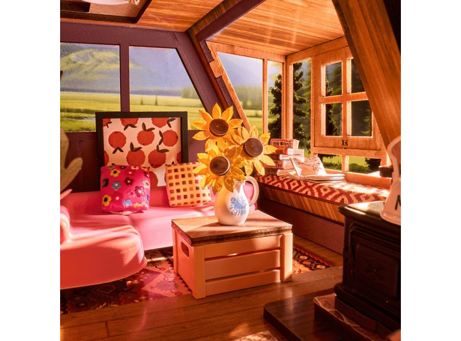 RoboTime 3D dřevěná skládačka Miniatura domečku Útulná lesní chata