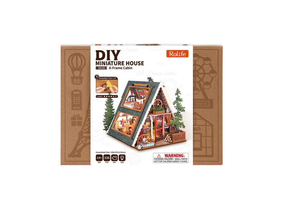 RoboTime 3D dřevěná skládačka Miniatura domečku Útulná lesní chata