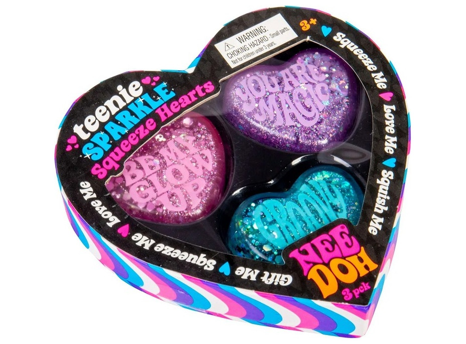 Schylling NeeDoh Mačkací Třpytivá srdíčka 3ks