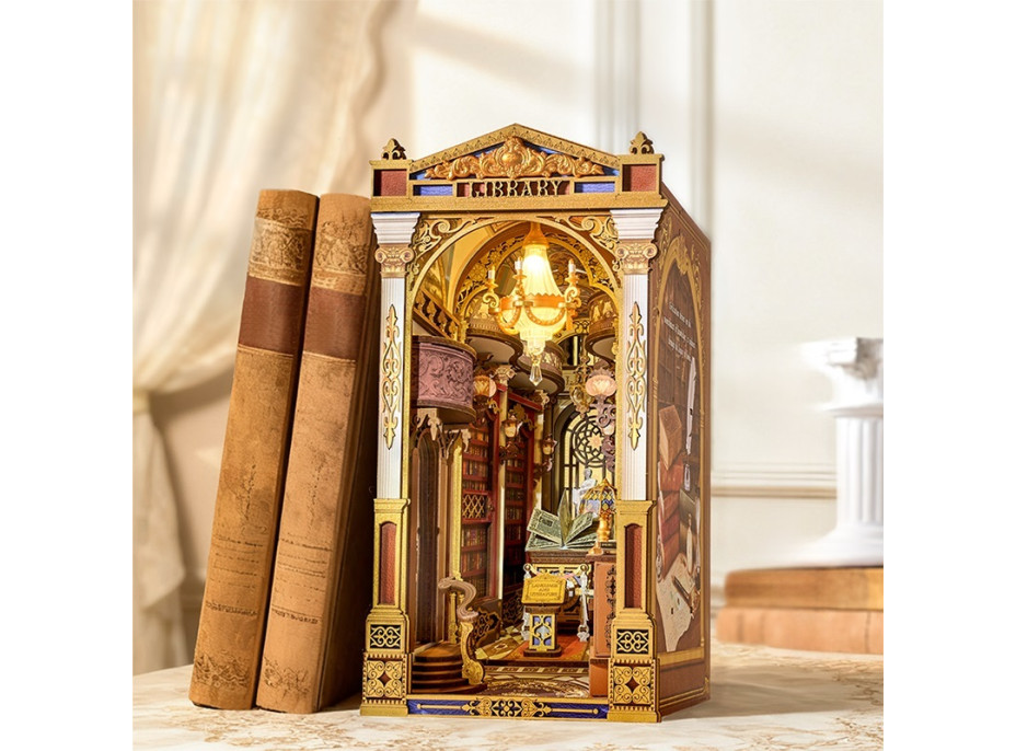 RoboTime 3D skládačka Zarážka na knihy Miniatura domečku Knihovna divů