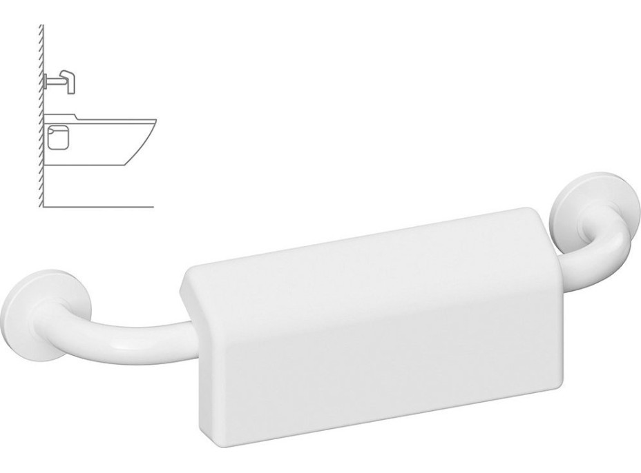 Sapho HANDICAP madlo se zádovou opěrkou, 500mm, bílá XH575W