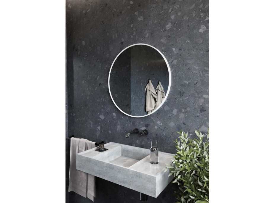 Sapho NOTION SLIM kulaté zrcadlo v rámu ø 70cm, bílá mat NT700W