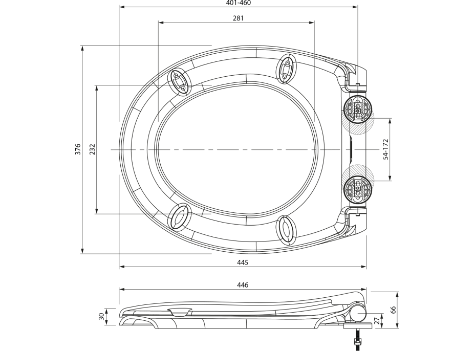 Sapho PHARO WC sedátko s LED podsvícením, Soft Close, Easy Take, bílá WX1315