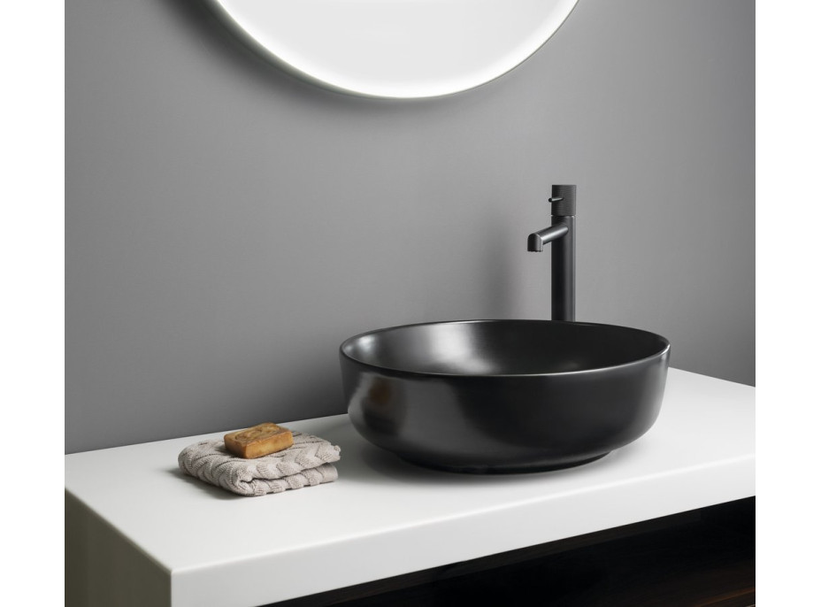 Sapho RONDEA keramické umyvadlo na desku Ø 41cm, černá mat AR445B