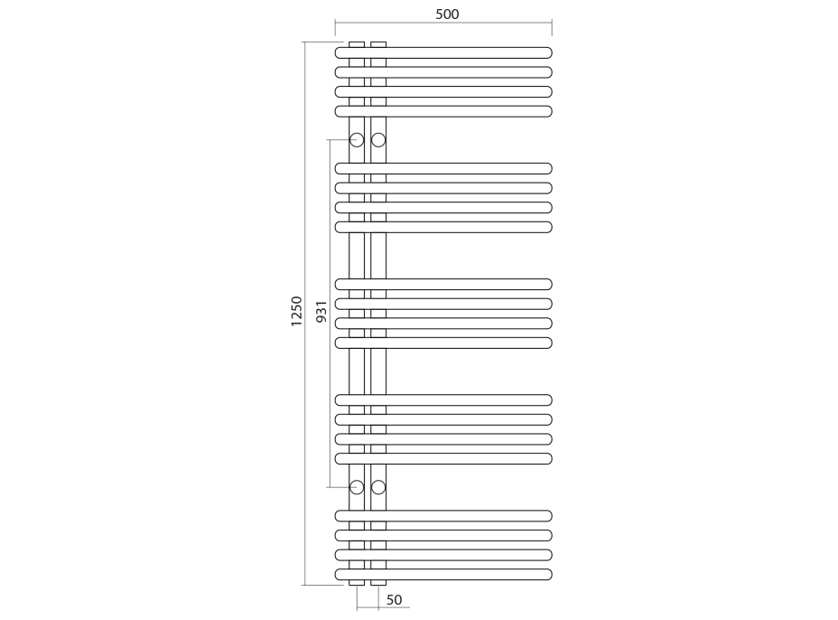 Sapho NYMPHA otopné těleso 500x1250mm, černá mat LLN125B