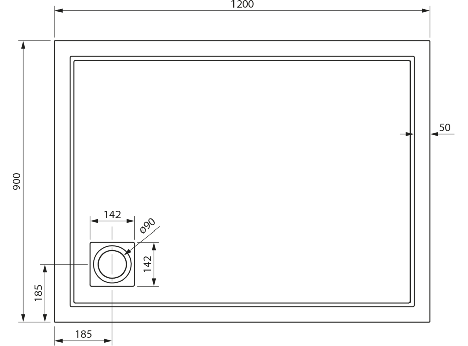 Gelco XENA sprchová vanička z litého mramoru, obdélník 120x90cm, bílá HX12090