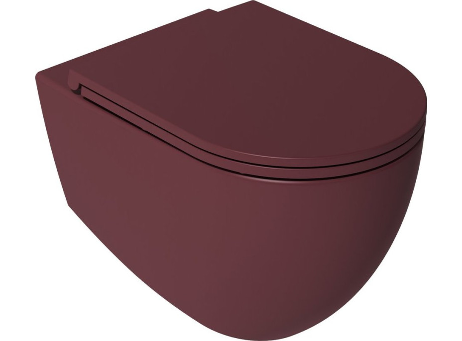 Isvea INFINITY závěsná WC mísa, Rimless, 36, 5x53cm, maroon red 10NF02005-2R