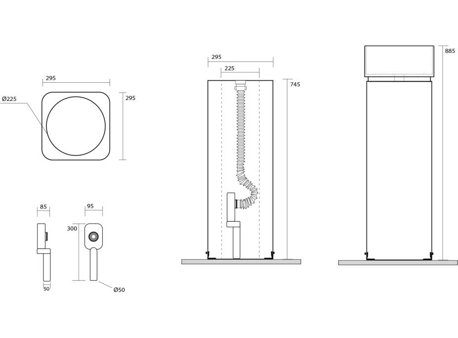 Kerasan HAKO keramický podstavec volně stojící pro umyvadlo 554331, černá mat 557331