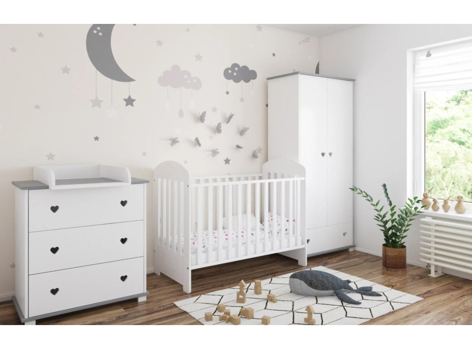 Dětská postýlka se šuplíkem LITTLE SISI 120x60 cm - BÍLÁ