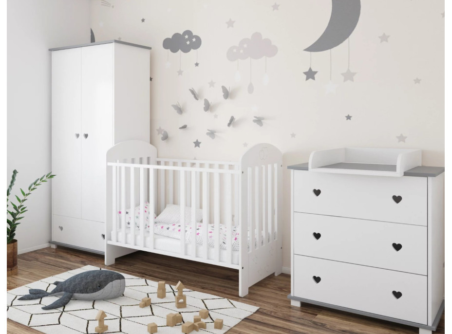 Dětská postýlka se šuplíkem LITTLE SISI 120x60 cm - BÍLÁ