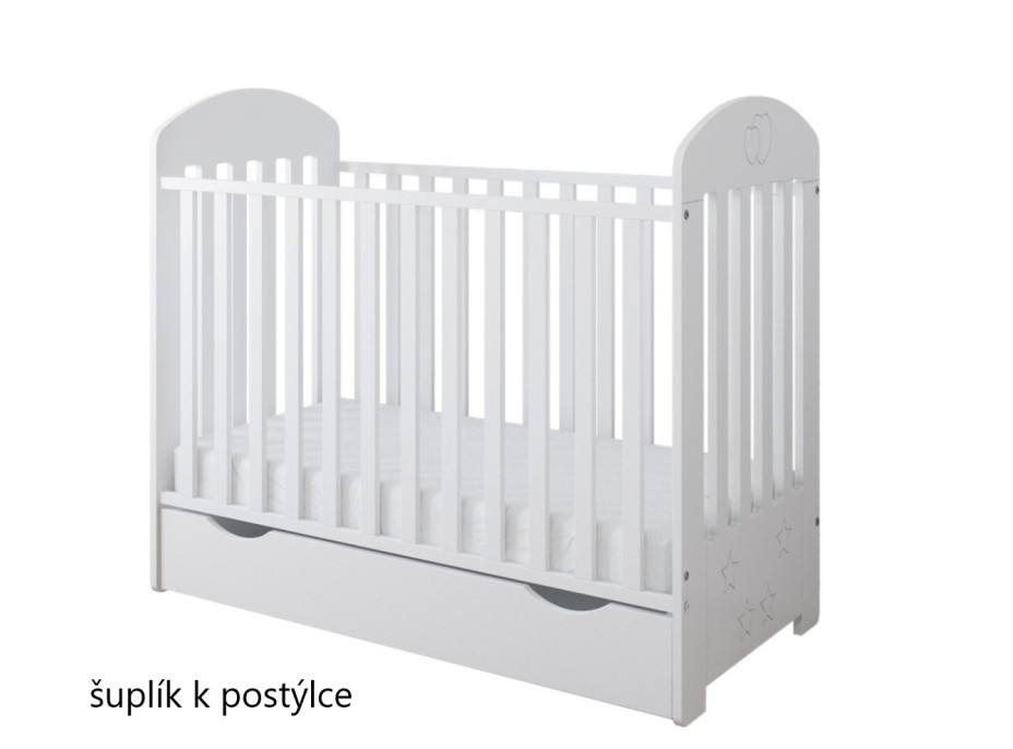 Dětská postýlka se šuplíkem LITTLE SISI 120x60 cm - BÍLÁ