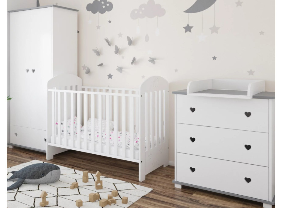 Dětská postýlka se šuplíkem LITTLE SISI 120x60 cm - BÍLÁ