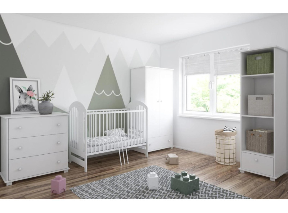 Dětská postýlka se šuplíkem LITTLE TIMON 120x60 cm - BÍLÁ