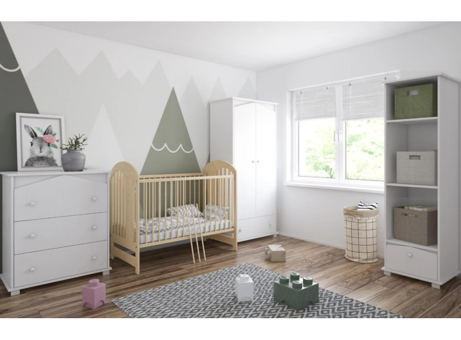 Dětská postýlka se šuplíkem LITTLE TIMON 120x60 cm - PŘÍRODNÍ BOROVICE