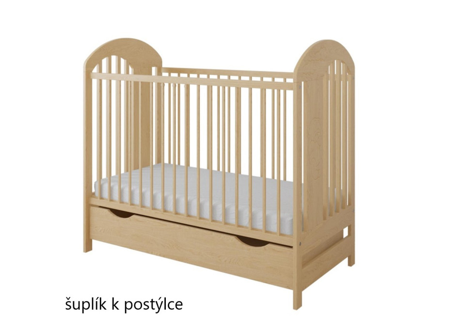 Dětská postýlka se šuplíkem LITTLE TIMON 120x60 cm - BÍLÁ