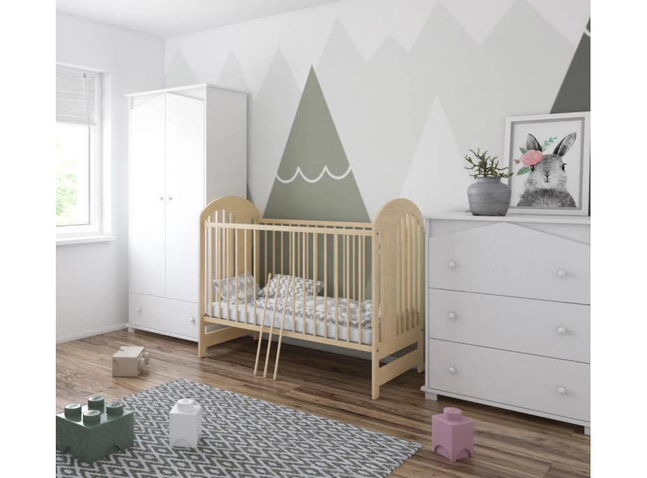 Dětská postýlka se šuplíkem LITTLE TIMON 120x60 cm - PŘÍRODNÍ BOROVICE