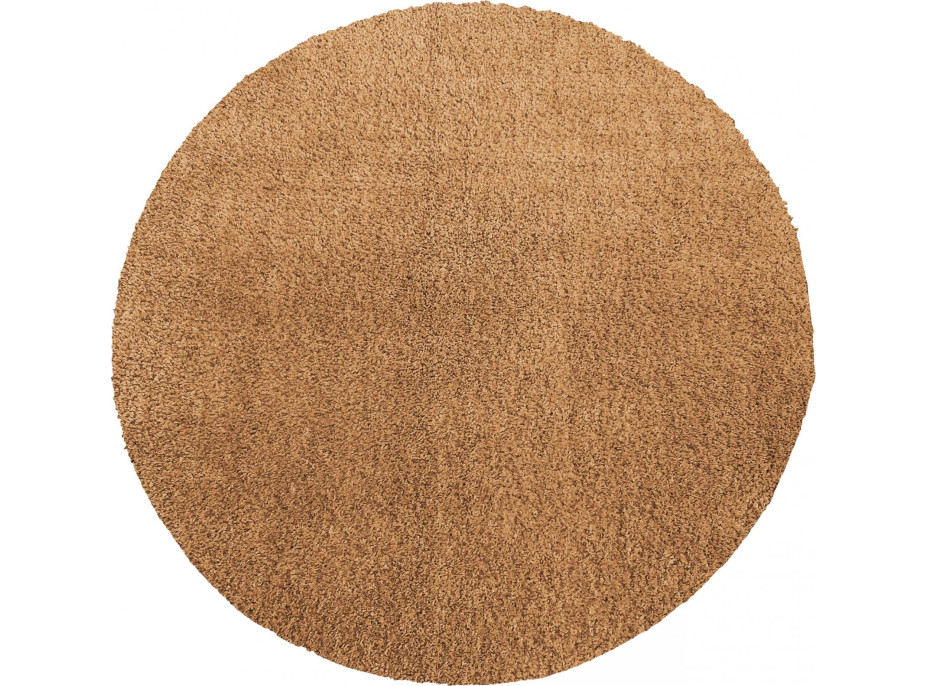 Moderní koberec SHAGGY CAMIL kulatý - světle hnědý