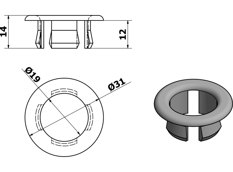 Sapho Krytka přepadu Ø 30mm, černá mat ND1601B