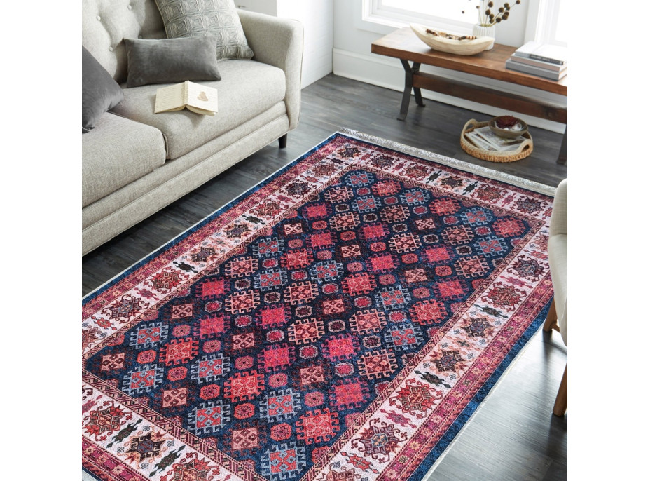 Kusový koberec HONOR New - Pattern - tmavě modrý/červený