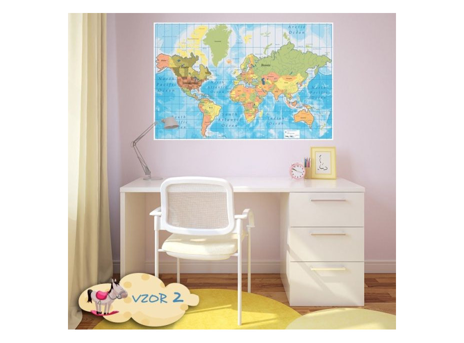 Samolepící MAPA SVĚTA - vzor 2