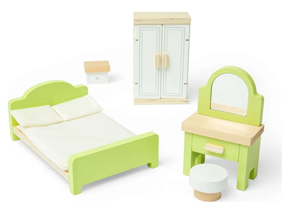 Bigjigs Toys Dřevěný nábytek do domečku pro panenky Ložnice