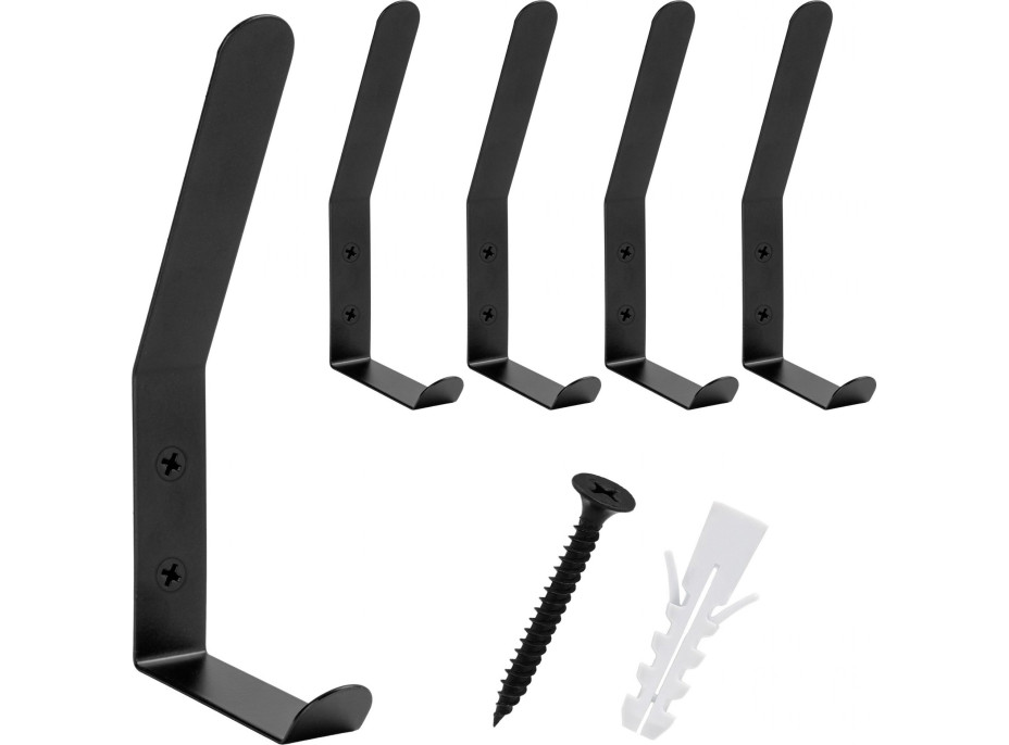 Sada kovových háčků FLORO 5 ks - černá