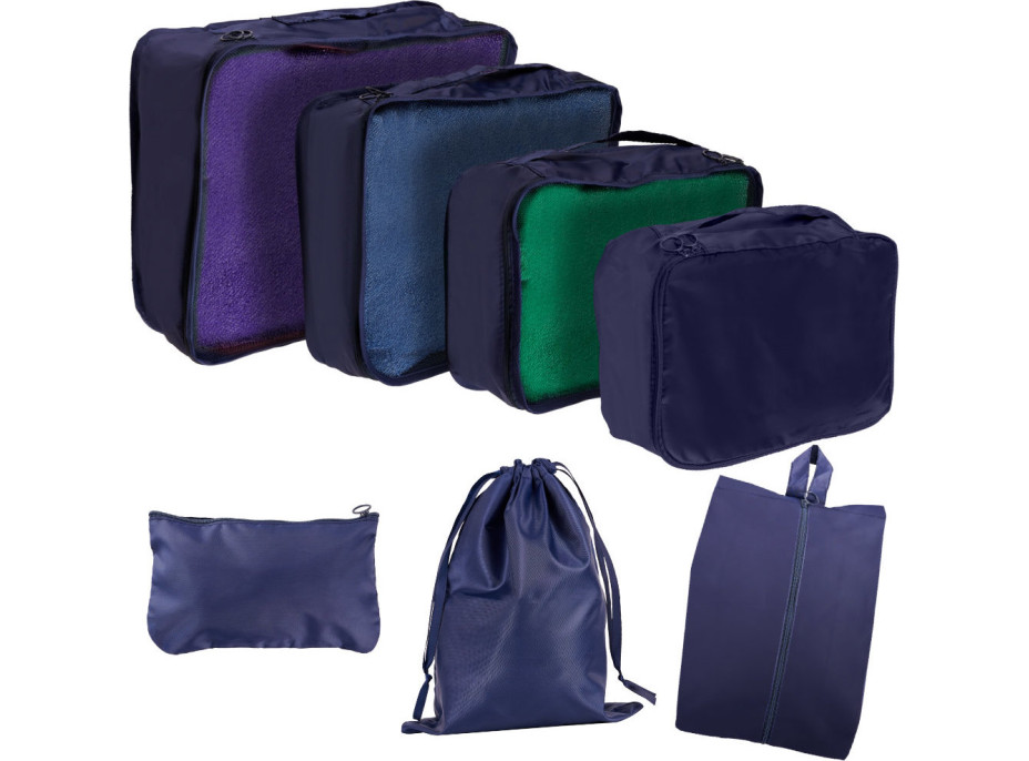 Organizéry do kufru - cestovní sada 7 kusů doplňků - tmavě modrá
