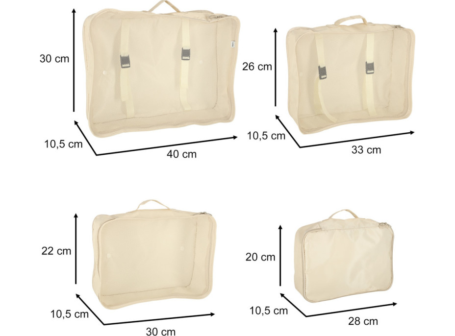 Organizéry do kufru - cestovní sada 8 kusů doplňků - béžová