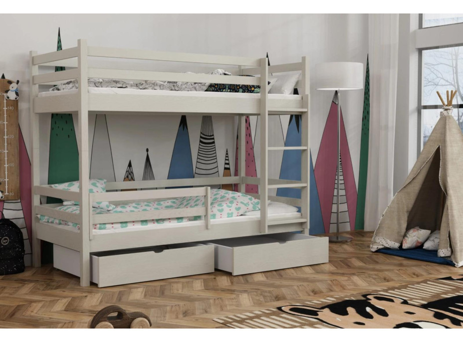 Dětská patrová postel z masivu borovice LEGEND PLUS se šuplíky - 200x90 cm