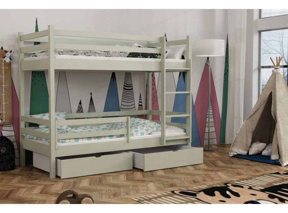 Dětská patrová postel z masivu borovice LEGEND PLUS se šuplíky - 200x90 cm
