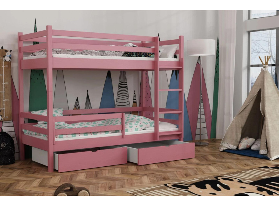 Dětská patrová postel z masivu borovice LEGEND PLUS se šuplíky - 200x90 cm