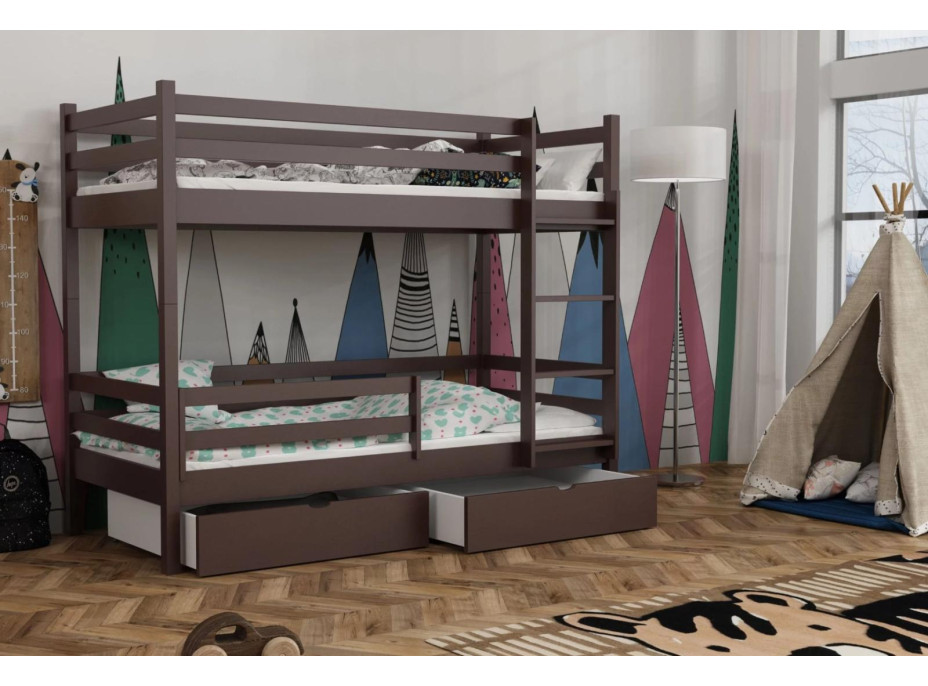 Dětská patrová postel z masivu borovice LEGEND PLUS se šuplíky - 200x90 cm